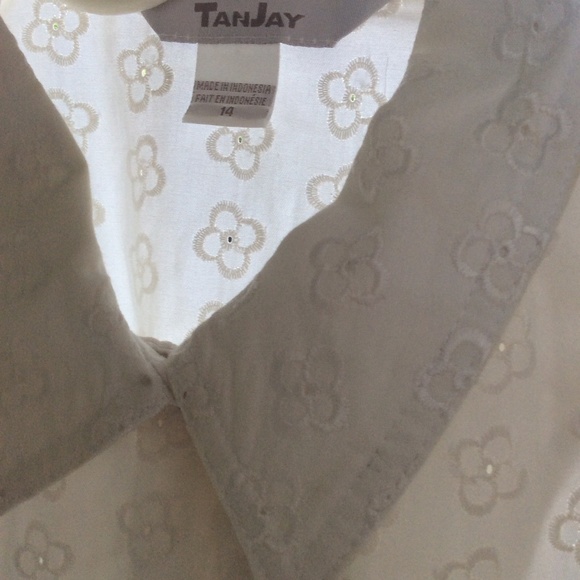 Jean Jacket Embroidered Eyelet Flowers Pure White - Picture 3 of 4